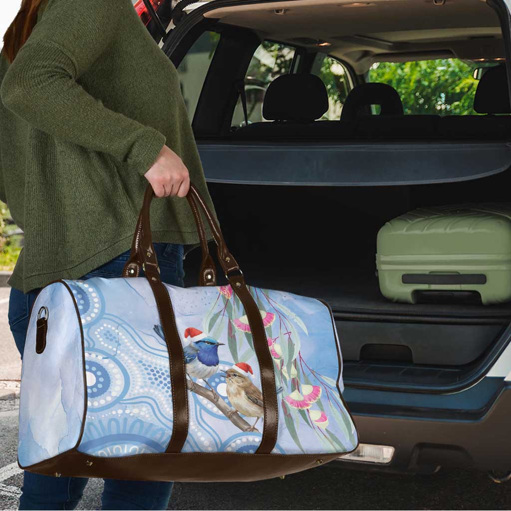 Australia Superb Fairywren Christmas Travel Bag Aboriginal Eucalyptus Blossoms Watercolor - Aussie Hoodie