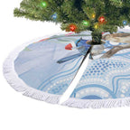 Australia Superb Fairywren Christmas Tree Skirt Aboriginal Eucalyptus Blossoms Watercolor - Aussie Hoodie
