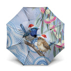 Australia Superb Fairywren Christmas Umbrella Aboriginal Eucalyptus Blossoms Watercolor - Aussie Hoodie