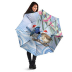 Australia Superb Fairywren Christmas Umbrella Aboriginal Eucalyptus Blossoms Watercolor - Aussie Hoodie