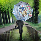 Australia Superb Fairywren Christmas Umbrella Aboriginal Eucalyptus Blossoms Watercolor - Aussie Hoodie