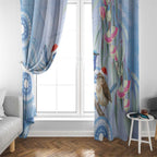 Australia Superb Fairywren Christmas Window Curtain Aboriginal Eucalyptus Blossoms Watercolor - Aussie Hoodie