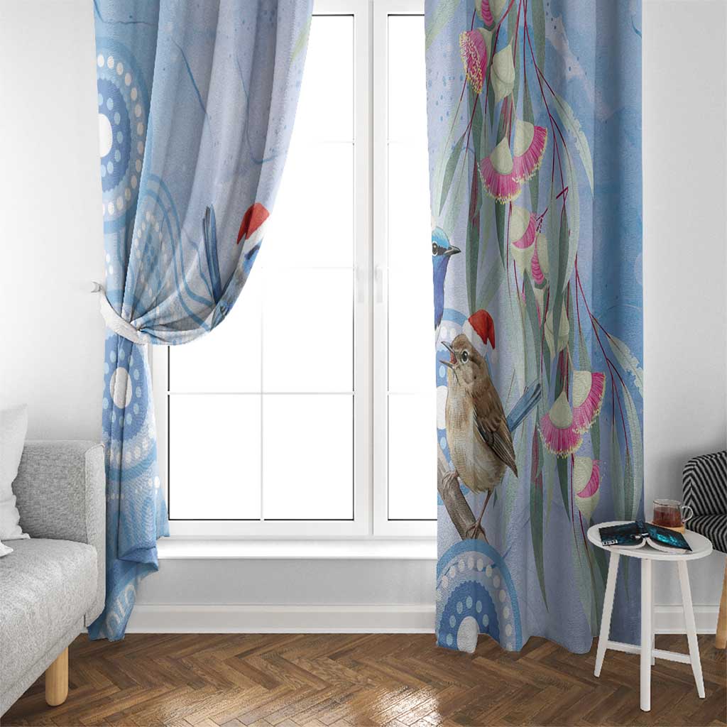 Australia Superb Fairywren Christmas Window Curtain Aboriginal Eucalyptus Blossoms Watercolor - Aussie Hoodie