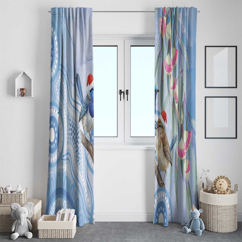 Australia Superb Fairywren Christmas Window Curtain Aboriginal Eucalyptus Blossoms Watercolor - Aussie Hoodie