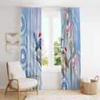 Australia Superb Fairywren Christmas Window Curtain Aboriginal Eucalyptus Blossoms Watercolor - Aussie Hoodie