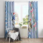 Australia Superb Fairywren Christmas Window Curtain Aboriginal Eucalyptus Blossoms Watercolor - Aussie Hoodie
