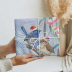 Australia Superb Fairywren Christmas Wrapping Paper Aboriginal Eucalyptus Blossoms Watercolor - Aussie Hoodie