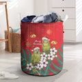 New Zealand Kakapo Christmas Laundry Basket Owl Parrot Santa Sliver Fern Manuka - Red - Aussie Hoodie