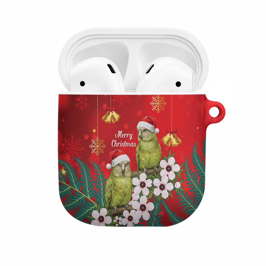 New Zealand Kakapo Christmas AirPods Case Owl Parrot Santa Sliver Fern Manuka - Red - Aussie Hoodie