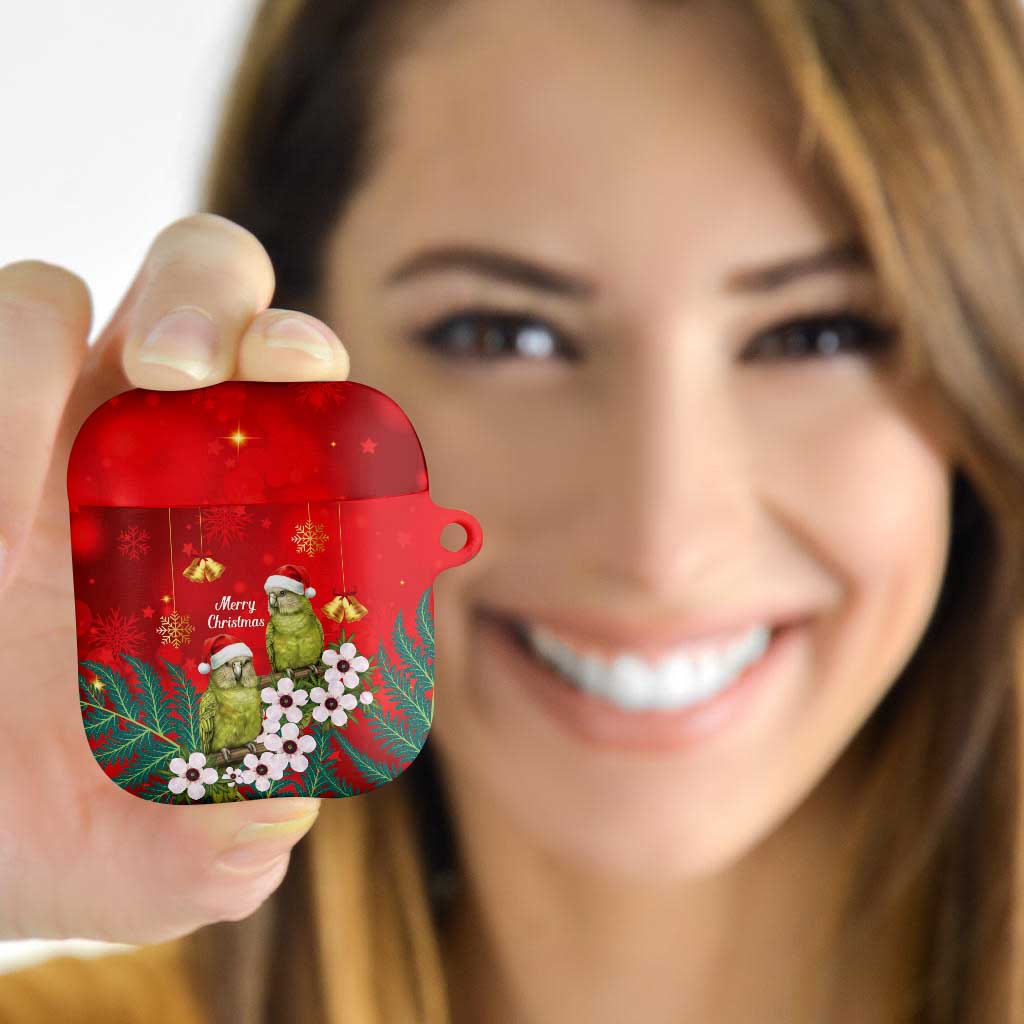 New Zealand Kakapo Christmas AirPods Case Owl Parrot Santa Sliver Fern Manuka - Red - Aussie Hoodie