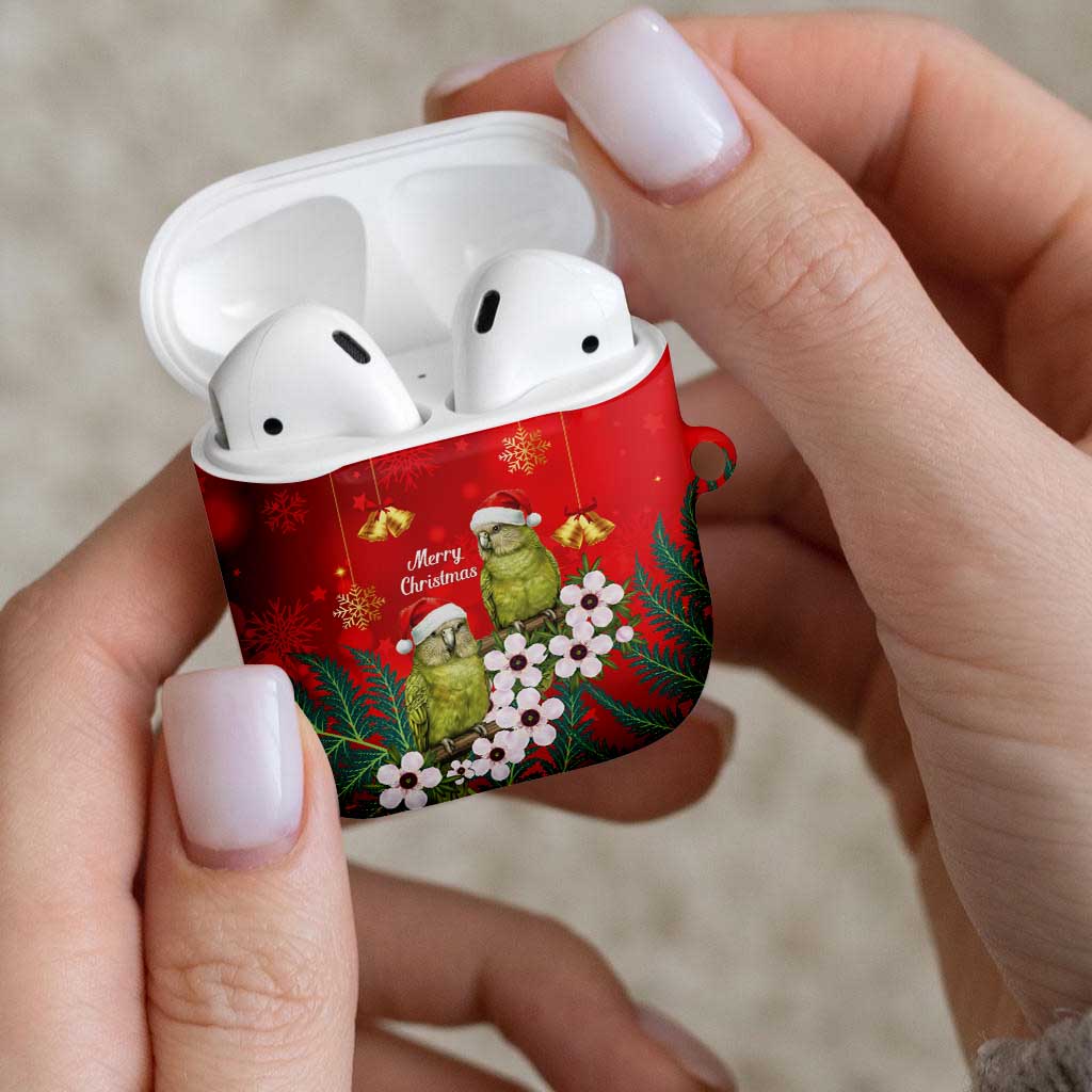 New Zealand Kakapo Christmas AirPods Case Owl Parrot Santa Sliver Fern Manuka - Red - Aussie Hoodie