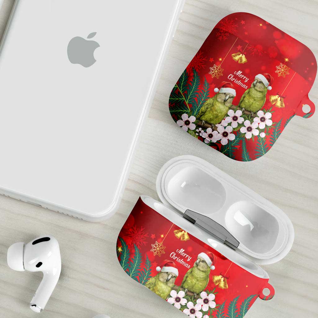 New Zealand Kakapo Christmas AirPods Case Owl Parrot Santa Sliver Fern Manuka - Red - Aussie Hoodie