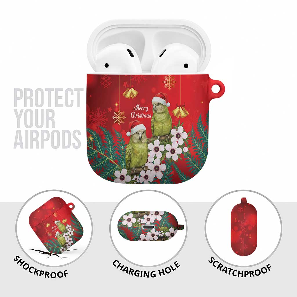 New Zealand Kakapo Christmas AirPods Case Owl Parrot Santa Sliver Fern Manuka - Red - Aussie Hoodie