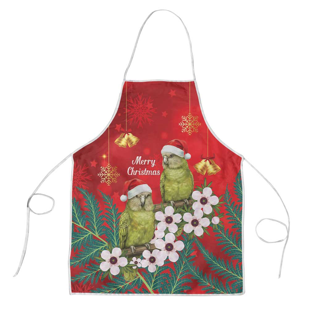 New Zealand Kakapo Christmas Apron Owl Parrot Santa Sliver Fern Manuka - Red - Aussie Hoodie