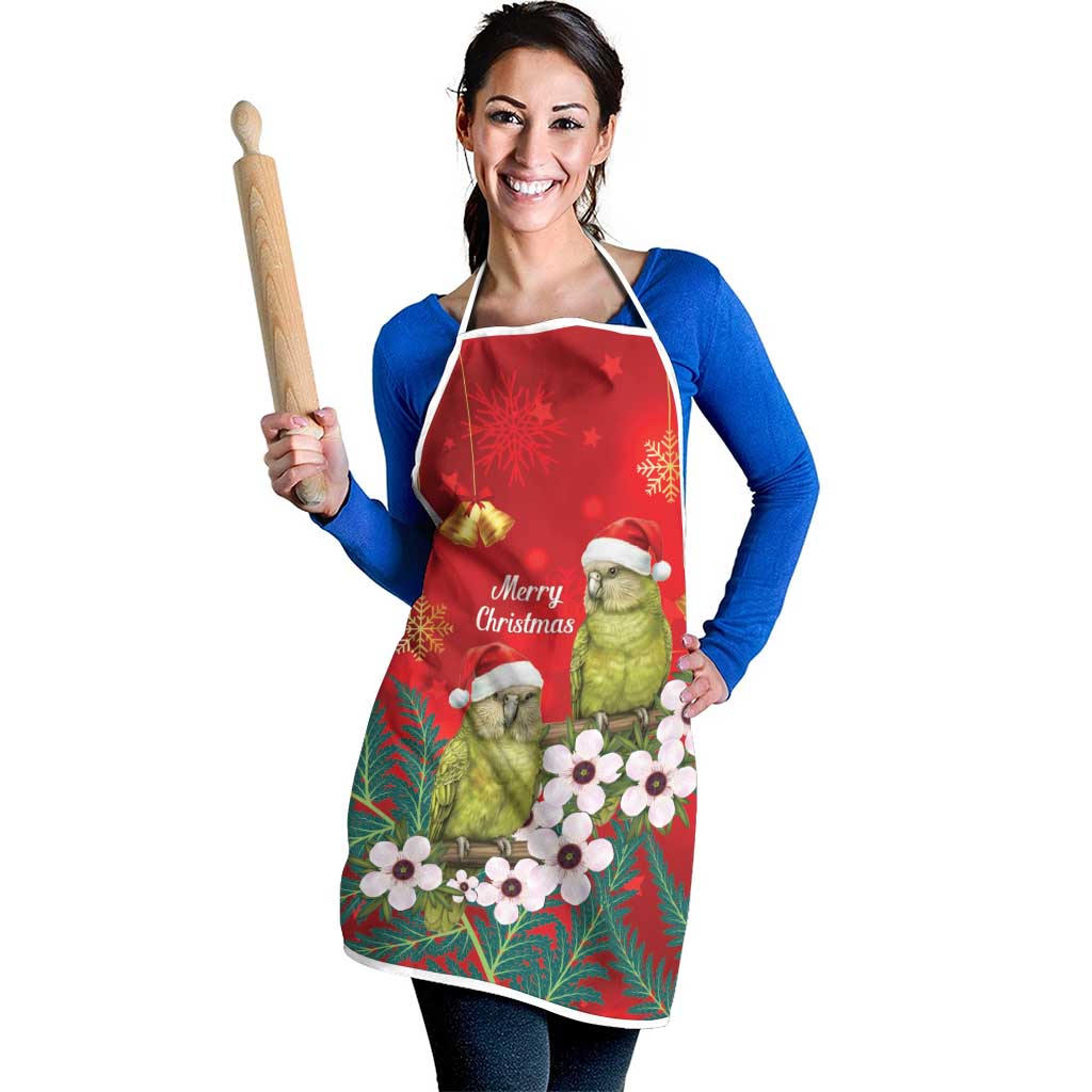 New Zealand Kakapo Christmas Apron Owl Parrot Santa Sliver Fern Manuka - Red - Aussie Hoodie