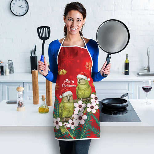 New Zealand Kakapo Christmas Apron Owl Parrot Santa Sliver Fern Manuka - Red - Aussie Hoodie