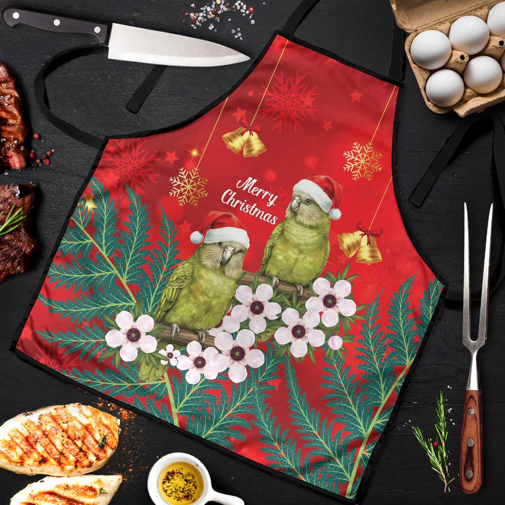 New Zealand Kakapo Christmas Apron Owl Parrot Santa Sliver Fern Manuka - Red - Aussie Hoodie