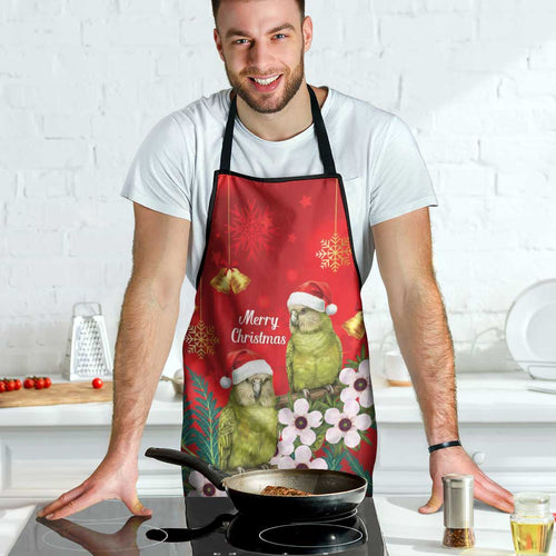 New Zealand Kakapo Christmas Apron Owl Parrot Santa Sliver Fern Manuka - Red - Aussie Hoodie