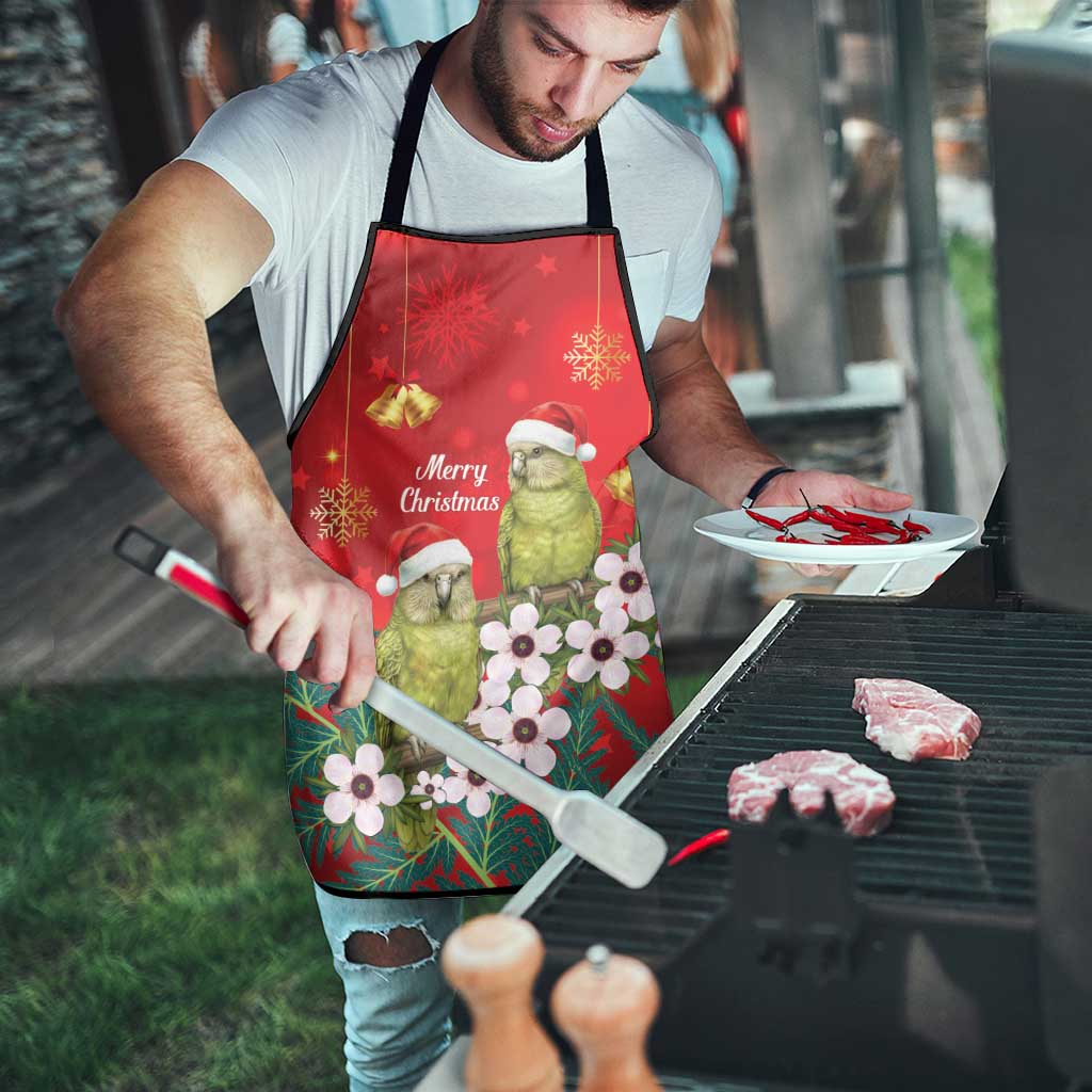 New Zealand Kakapo Christmas Apron Owl Parrot Santa Sliver Fern Manuka - Red - Aussie Hoodie