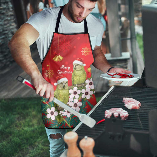 New Zealand Kakapo Christmas Apron Owl Parrot Santa Sliver Fern Manuka - Red - Aussie Hoodie
