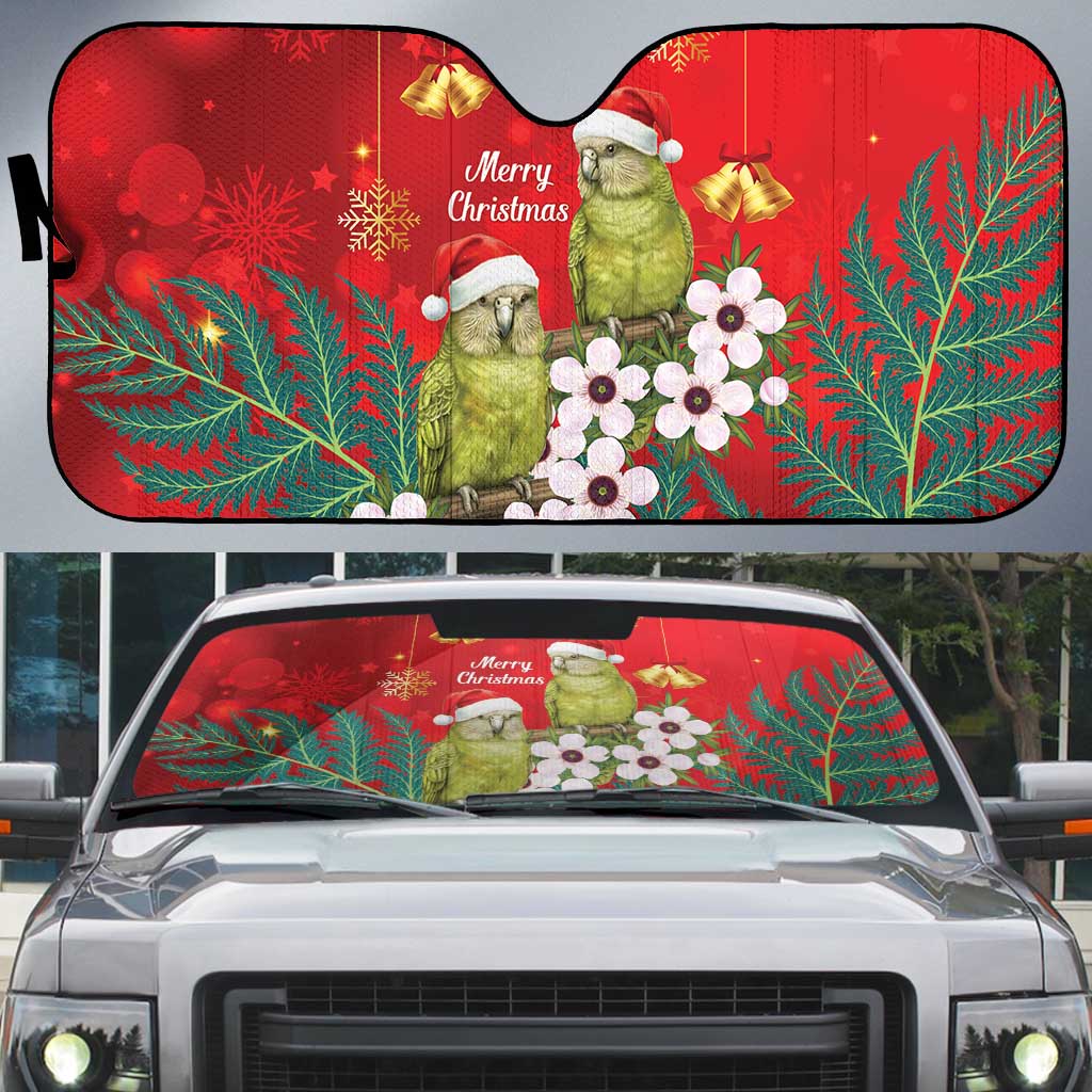 New Zealand Kakapo Christmas Auto Sun Shade Owl Parrot Santa Sliver Fern Manuka - Red - Aussie Hoodie