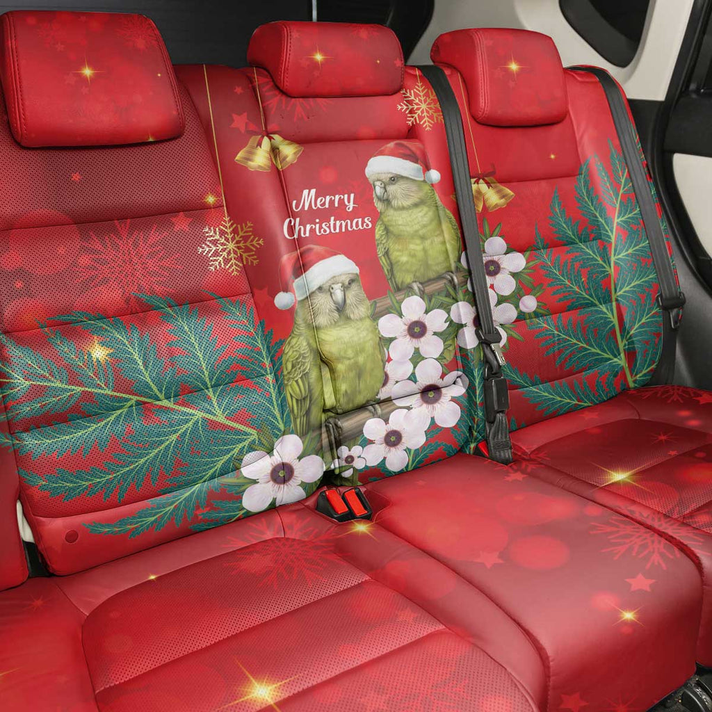 New Zealand Kakapo Christmas Back Car Seat Cover Owl Parrot Santa Sliver Fern Manuka - Red - Aussie Hoodie