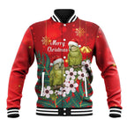 New Zealand Kakapo Christmas Baseball Jacket Owl Parrot Santa Sliver Fern Manuka - Red - Aussie Hoodie