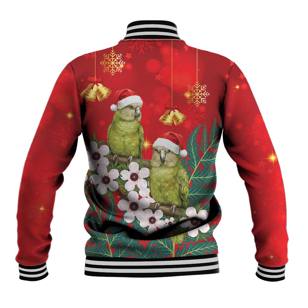 New Zealand Kakapo Christmas Baseball Jacket Owl Parrot Santa Sliver Fern Manuka - Red - Aussie Hoodie