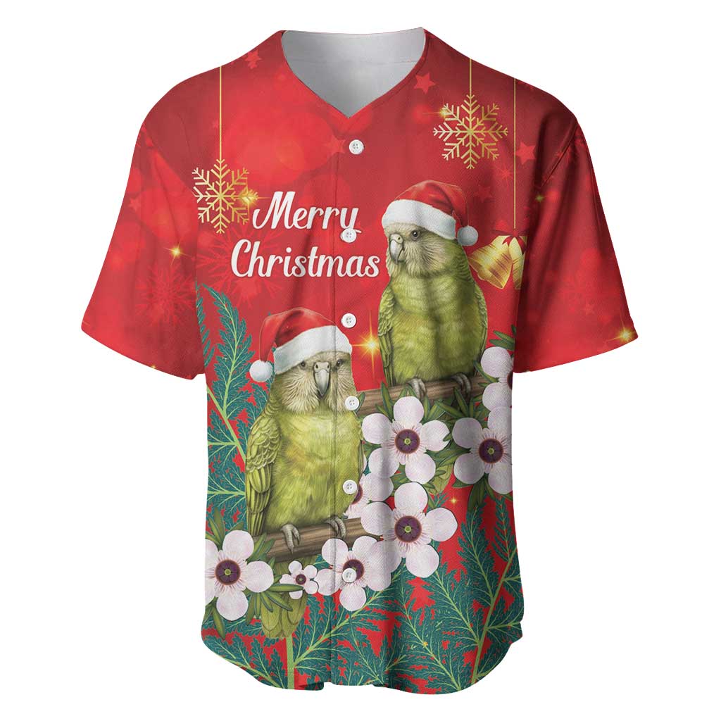 New Zealand Kakapo Christmas Baseball Jersey Owl Parrot Santa Sliver Fern Manuka - Red - Aussie Hoodie