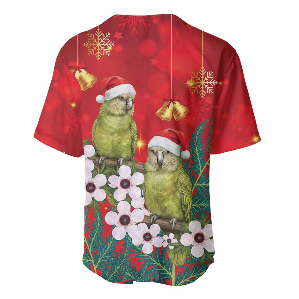 New Zealand Kakapo Christmas Baseball Jersey Owl Parrot Santa Sliver Fern Manuka - Red - Aussie Hoodie