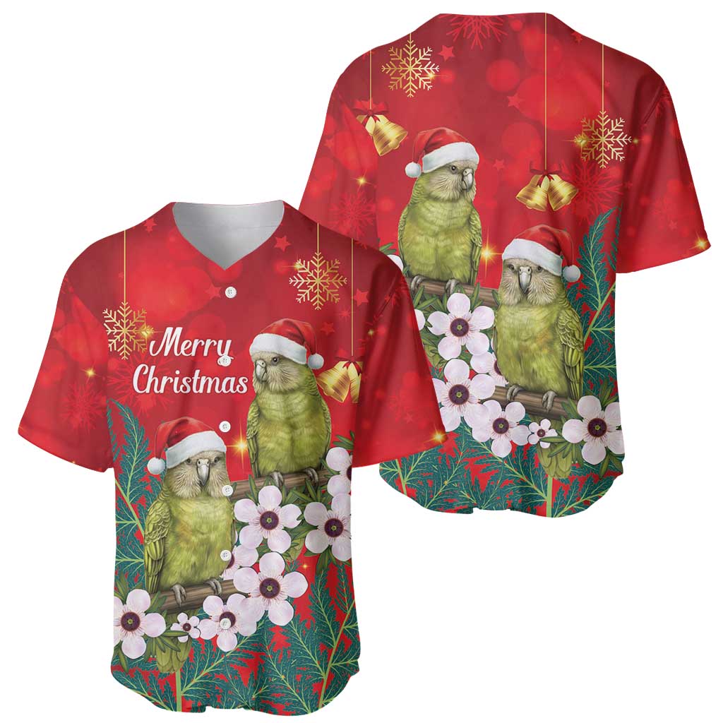 New Zealand Kakapo Christmas Baseball Jersey Owl Parrot Santa Sliver Fern Manuka - Red - Aussie Hoodie