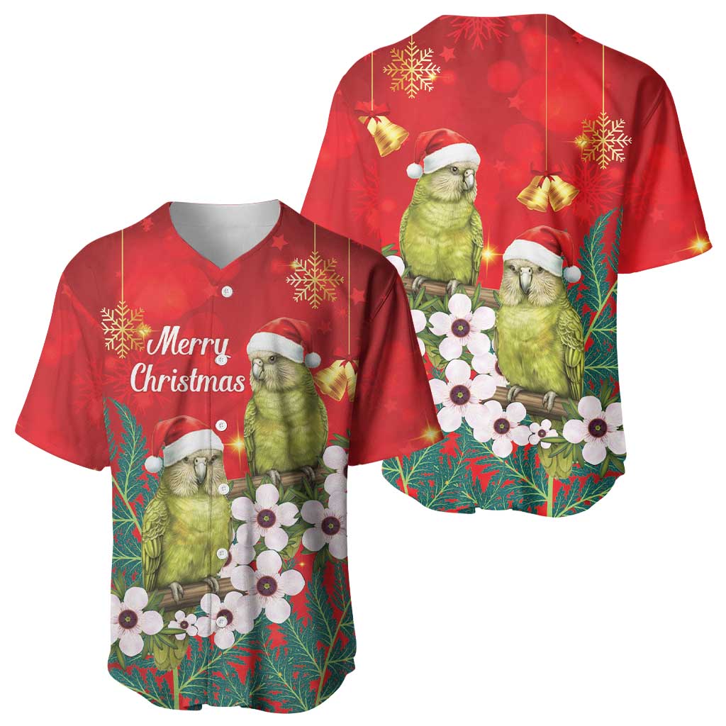 New Zealand Kakapo Christmas Baseball Jersey Owl Parrot Santa Sliver Fern Manuka - Red - Aussie Hoodie