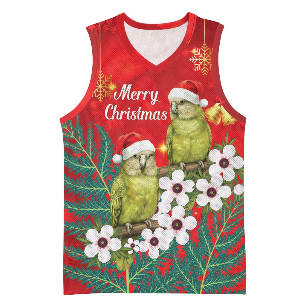 New Zealand Kakapo Christmas Basketball Jersey Owl Parrot Santa Sliver Fern Manuka - Red - Aussie Hoodie