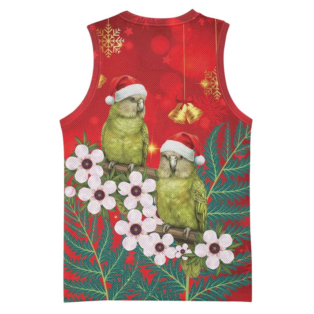 New Zealand Kakapo Christmas Basketball Jersey Owl Parrot Santa Sliver Fern Manuka - Red - Aussie Hoodie