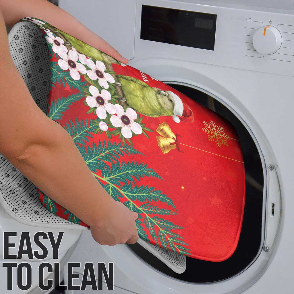 New Zealand Kakapo Christmas Bathroom Set Owl Parrot Santa Sliver Fern Manuka - Red - Aussie Hoodie