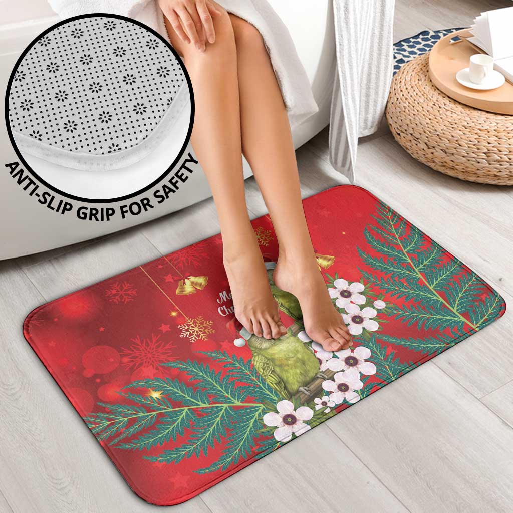 New Zealand Kakapo Christmas Bathroom Set Owl Parrot Santa Sliver Fern Manuka - Red - Aussie Hoodie