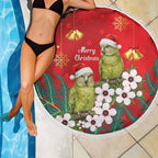 New Zealand Kakapo Christmas Beach Blanket Owl Parrot Santa Sliver Fern Manuka - Red - Aussie Hoodie