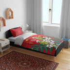New Zealand Kakapo Christmas Bedding Set Owl Parrot Santa Sliver Fern Manuka - Red - Aussie Hoodie