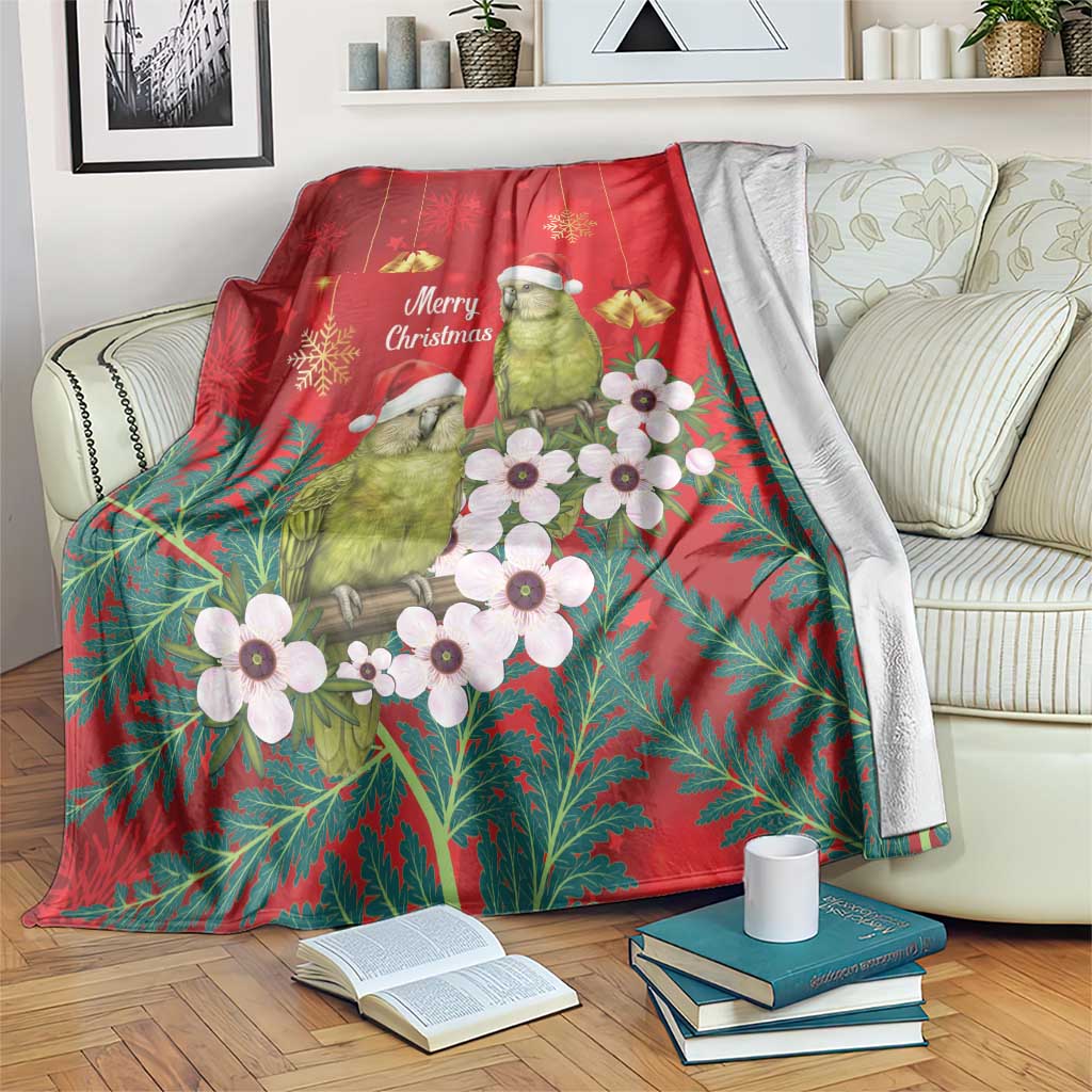 New Zealand Kakapo Christmas Blanket Owl Parrot Santa Sliver Fern Manuka - Red - Aussie Hoodie