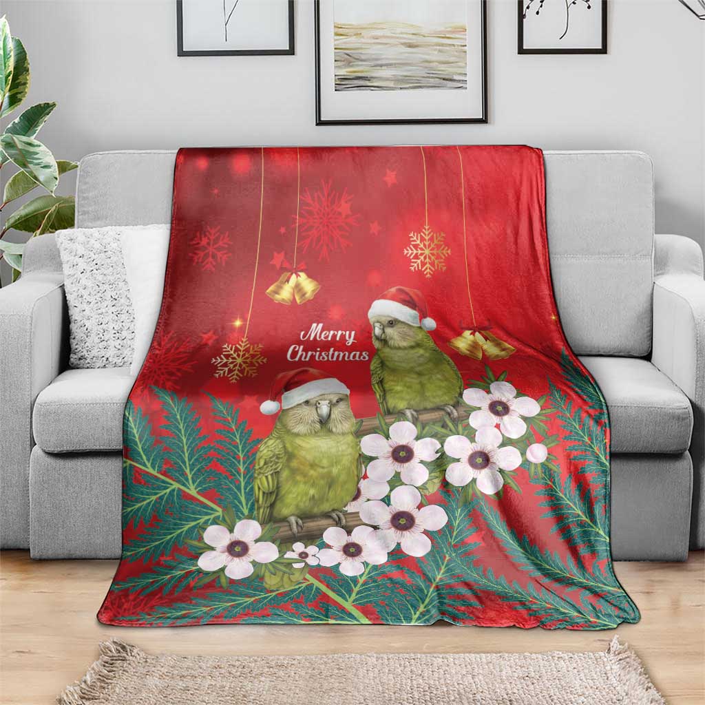 New Zealand Kakapo Christmas Blanket Owl Parrot Santa Sliver Fern Manuka - Red - Aussie Hoodie