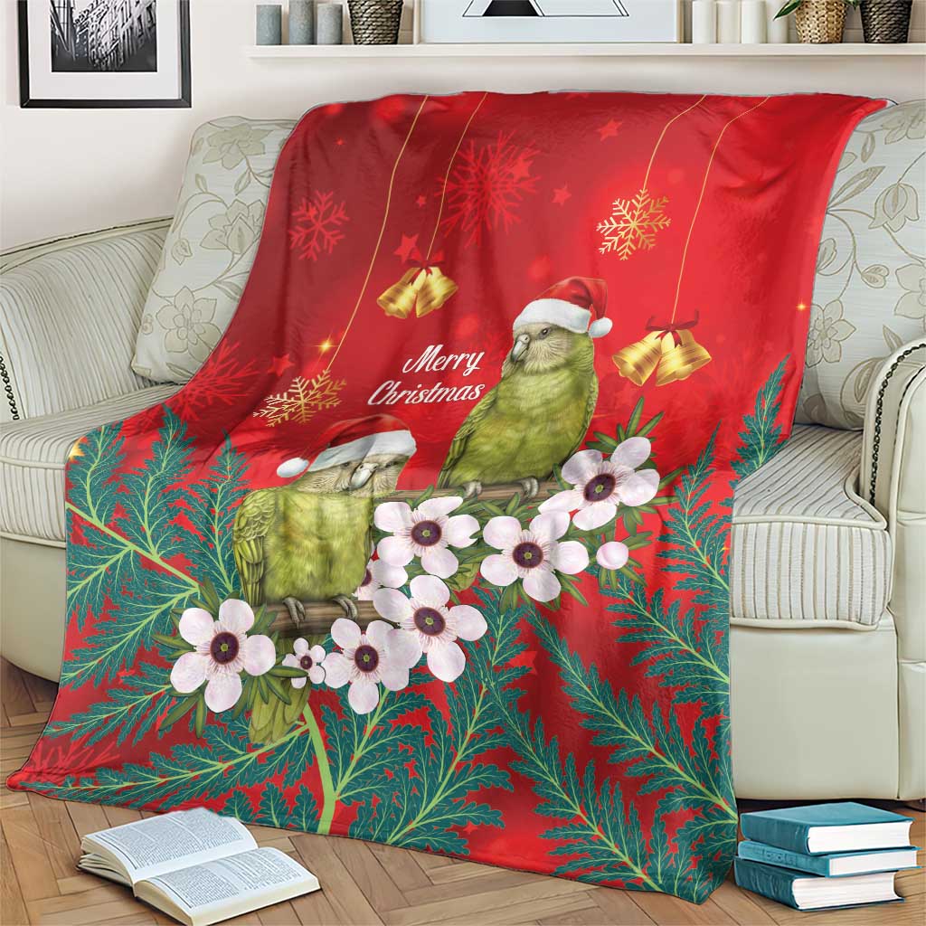 New Zealand Kakapo Christmas Blanket Owl Parrot Santa Sliver Fern Manuka - Red - Aussie Hoodie