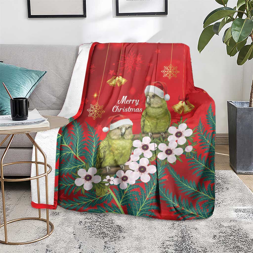 New Zealand Kakapo Christmas Blanket Owl Parrot Santa Sliver Fern Manuka - Red - Aussie Hoodie