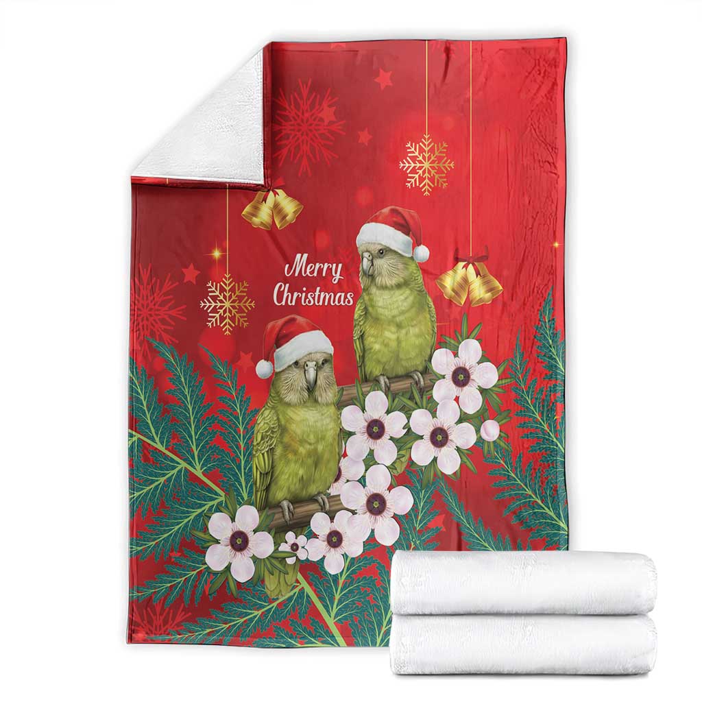 New Zealand Kakapo Christmas Blanket Owl Parrot Santa Sliver Fern Manuka - Red - Aussie Hoodie