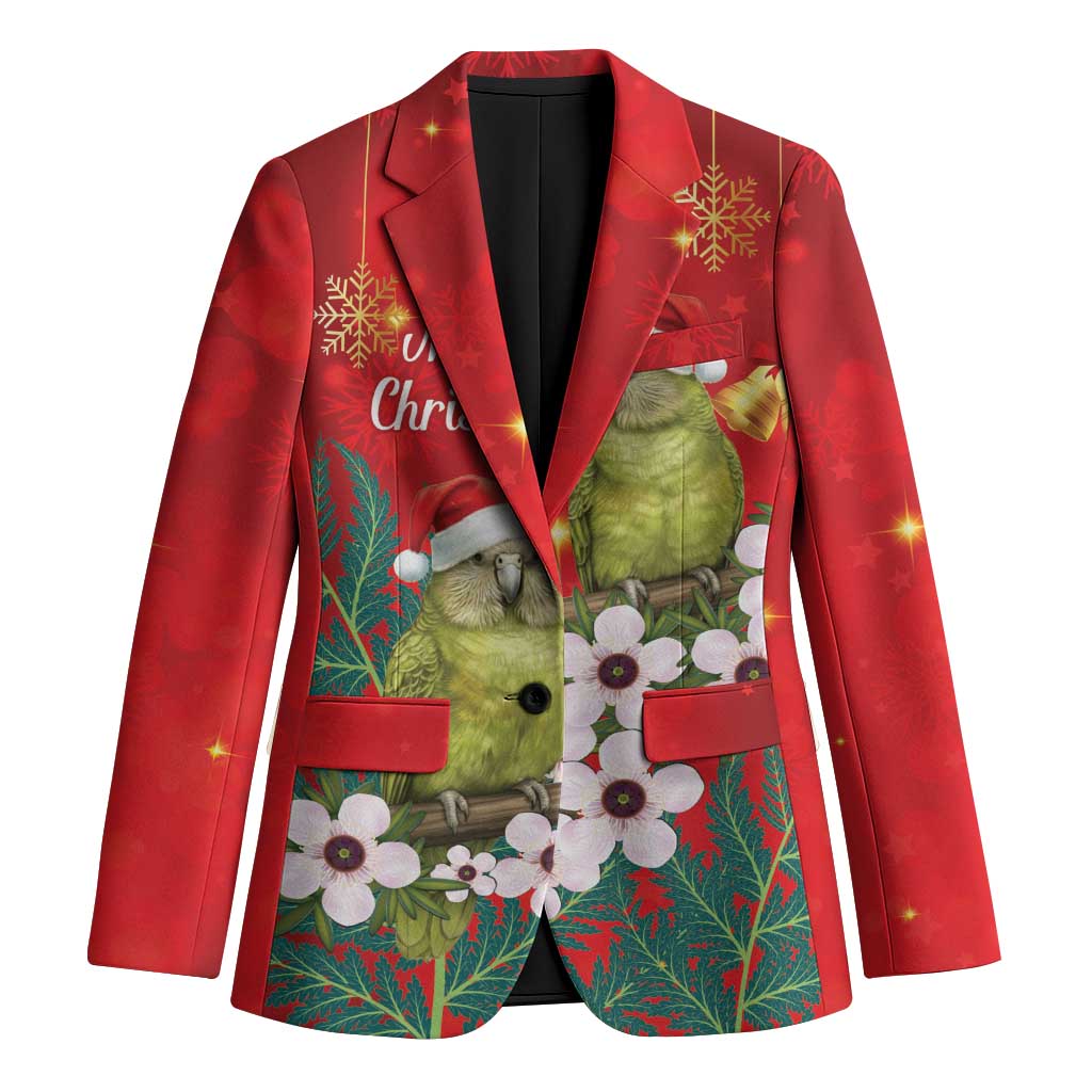 New Zealand Kakapo Christmas Blazer Owl Parrot Santa Sliver Fern Manuka - Red - Aussie Hoodie