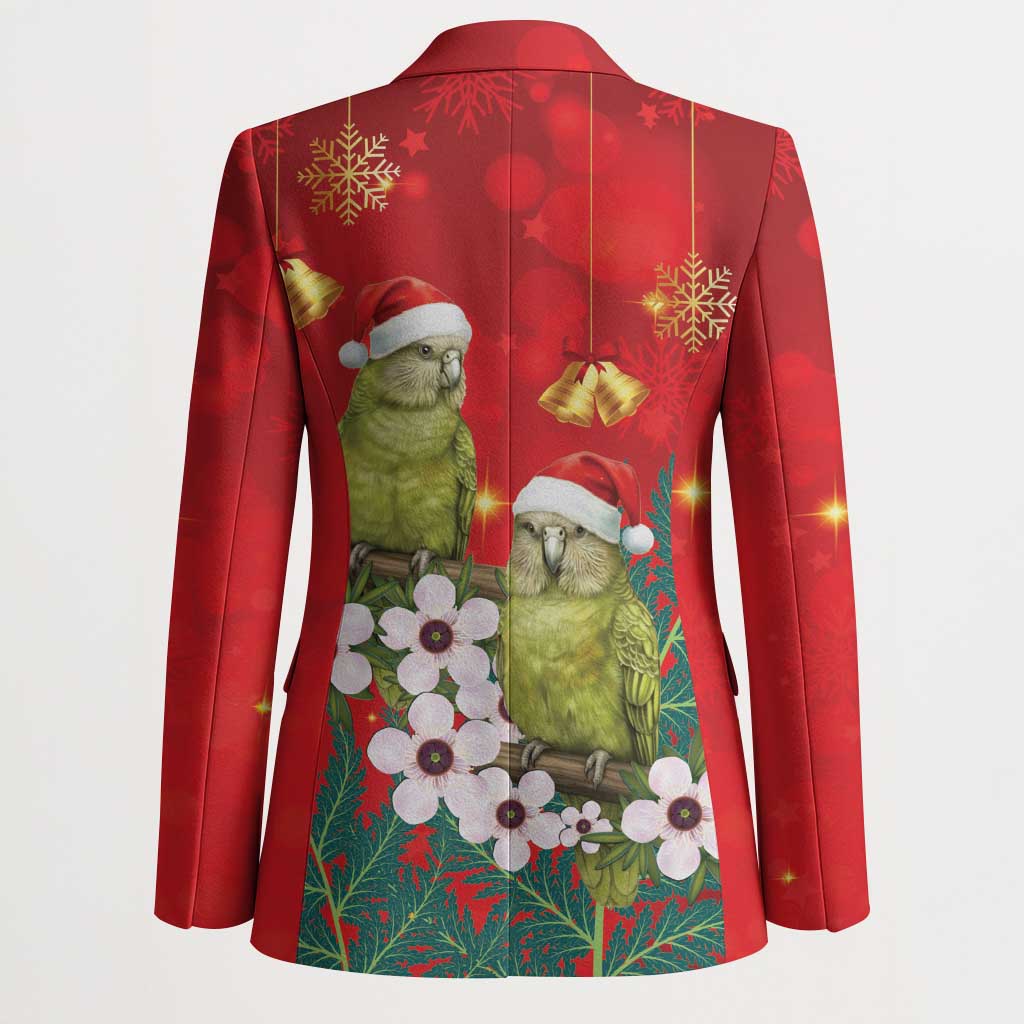 New Zealand Kakapo Christmas Blazer Owl Parrot Santa Sliver Fern Manuka - Red - Aussie Hoodie