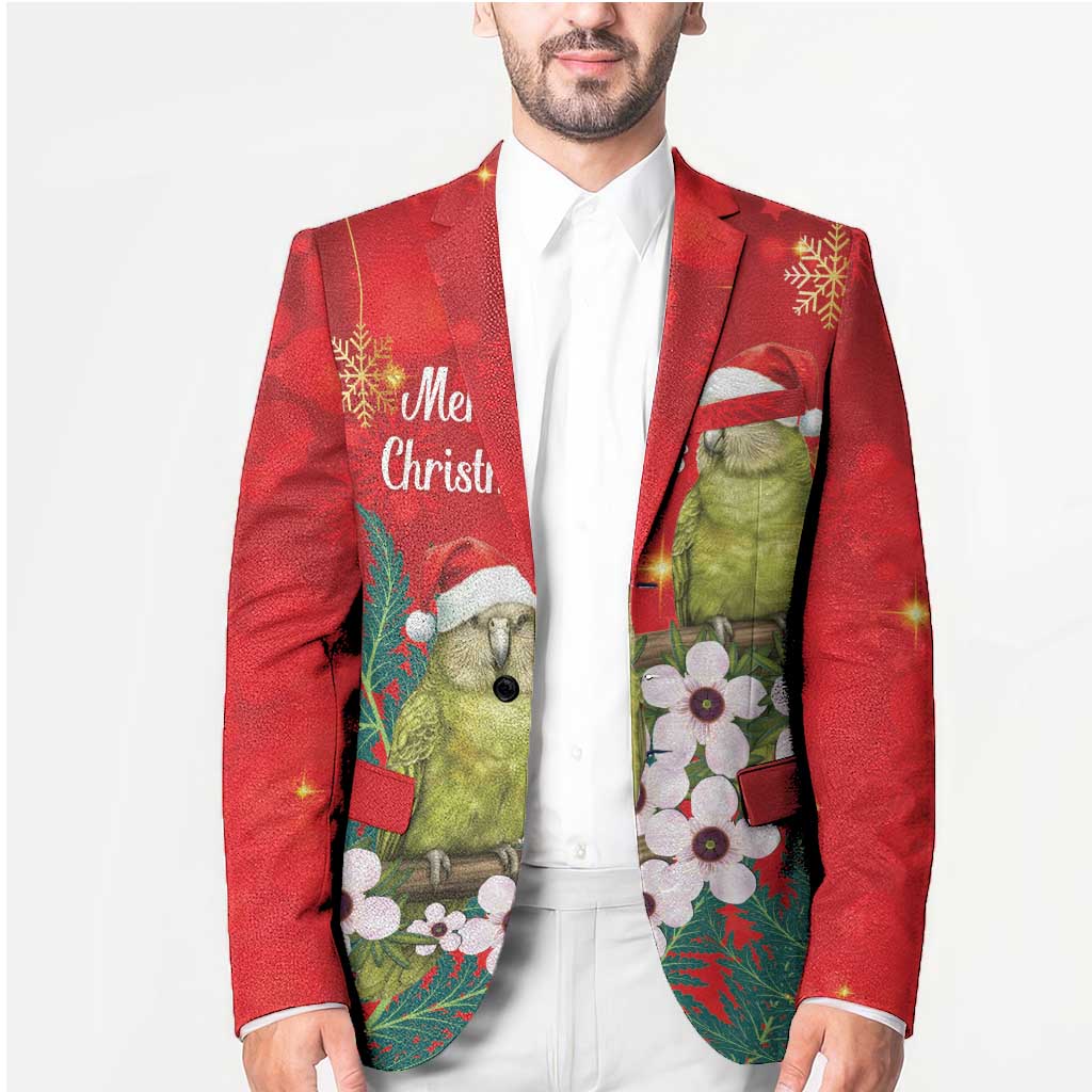 New Zealand Kakapo Christmas Blazer Owl Parrot Santa Sliver Fern Manuka - Red - Aussie Hoodie
