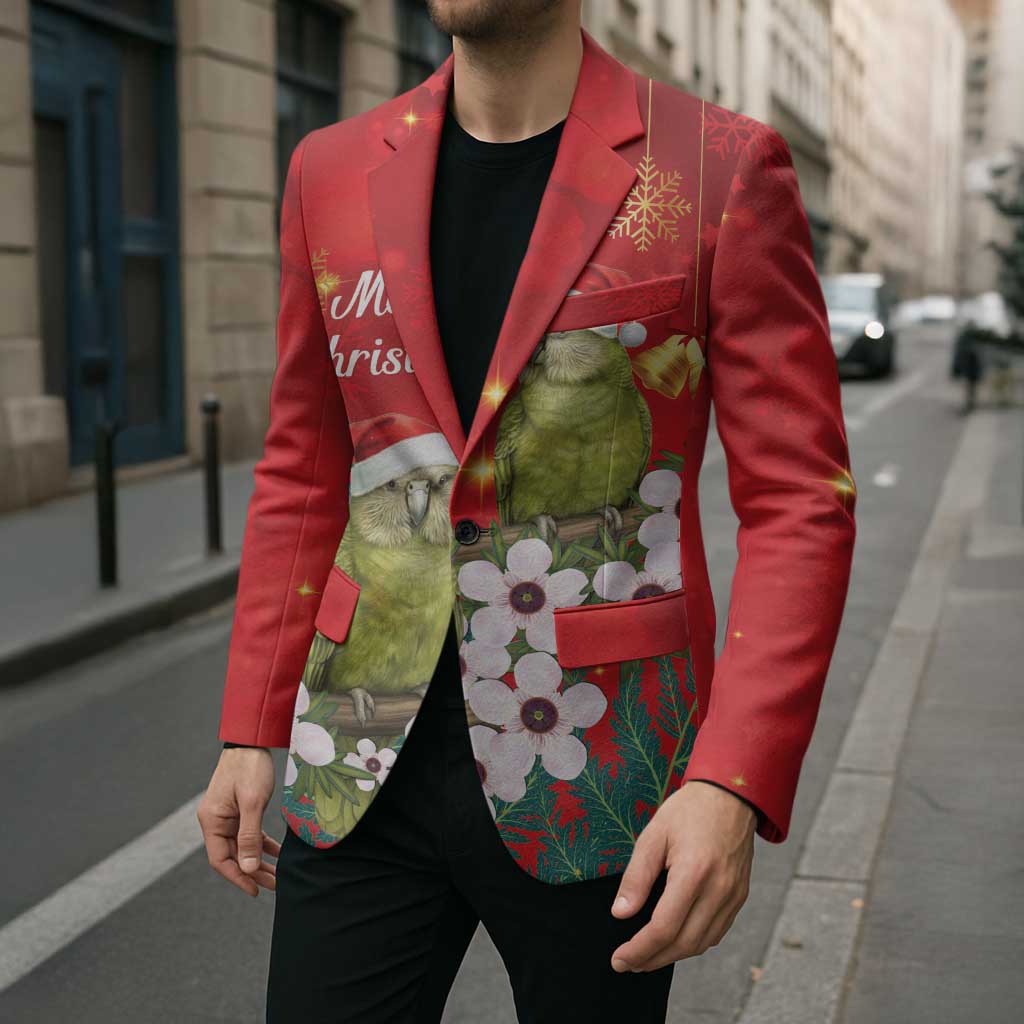 New Zealand Kakapo Christmas Blazer Owl Parrot Santa Sliver Fern Manuka - Red - Aussie Hoodie