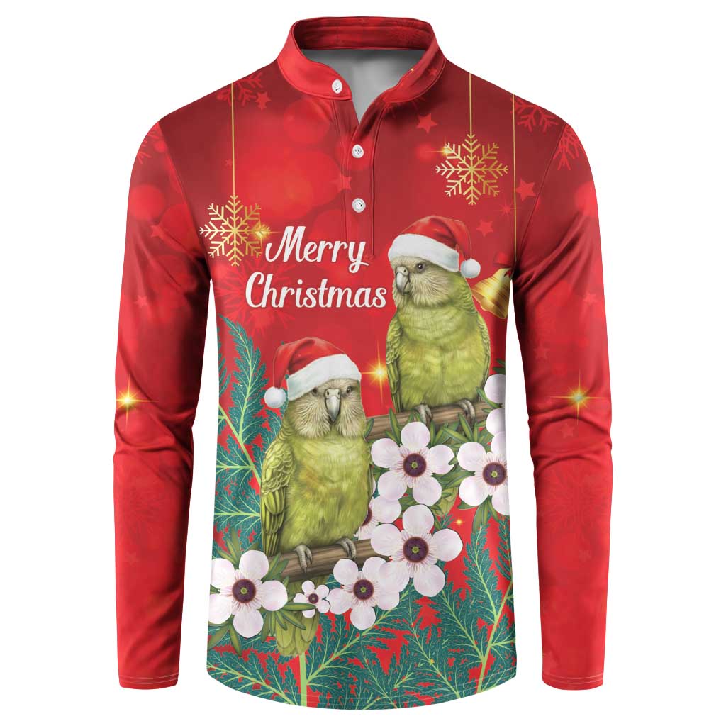 New Zealand Kakapo Christmas Button Sweatshirt Owl Parrot Santa Sliver Fern Manuka - Red - Aussie Hoodie