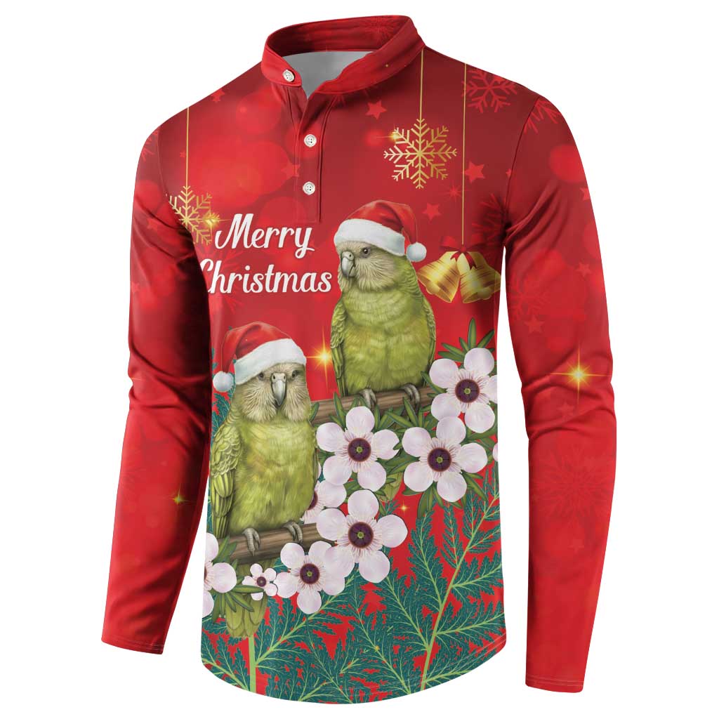 New Zealand Kakapo Christmas Button Sweatshirt Owl Parrot Santa Sliver Fern Manuka - Red - Aussie Hoodie