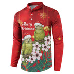 New Zealand Kakapo Christmas Button Sweatshirt Owl Parrot Santa Sliver Fern Manuka - Red - Aussie Hoodie